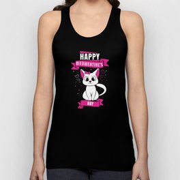 Pet Cat Animal Hearts Meow Happy Valentines Day Unisex Tank Top