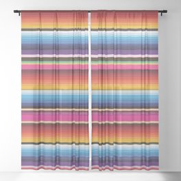 Colorful stripes Serape Saltillo Mexican sarape blanket vibrant zerape jorongo zarape Sheer Curtain