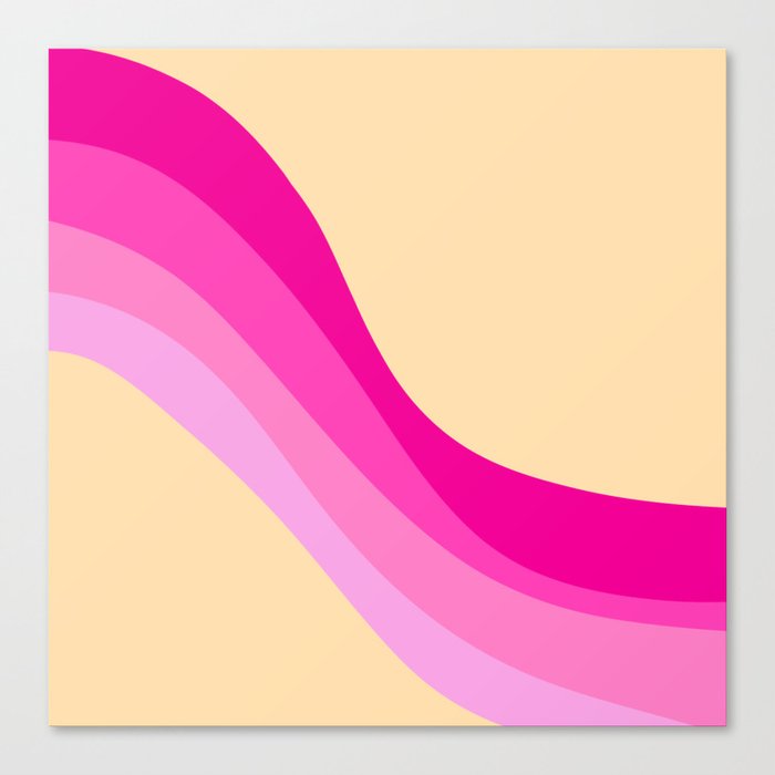 Pink Wavy Retro Design - Colorful Art Pattern  Canvas Print