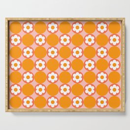 60's Bright Summer | Orange Polka Dot Flower Serving Tray