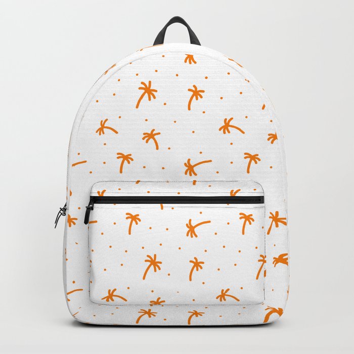 Orange Doodle Palm Tree Pattern Backpack