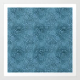 Blue Ornamental Batik Pattern Art Print