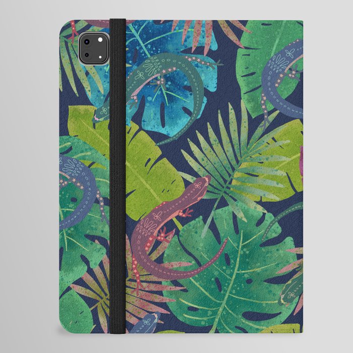 Joyful Jungle Lizard Pattern 1.0 iPad Folio Case