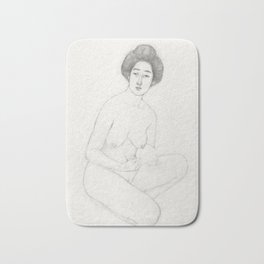 Two studies of a seated nude during early 20th century drawing in high resolution by Goyō Hashiguchi Bath Mat | Comic, Nudewoman, Nudeart, Watercolor, Abstract, Vintage, Painting, Pop Art, Seatednude, Acrylic 