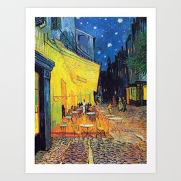 Vincent Van Gogh - Cafe Terrace at Night (new color edit) Art Print