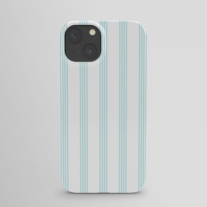 Striped I - Turquoise stripes on white - Beautiful summer pattern iPhone Case