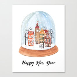 snow globe happy new year Canvas Print
