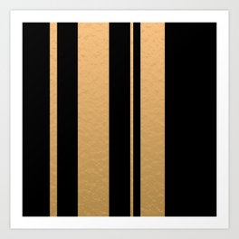 Black and Gold Striped Pattern Art Print