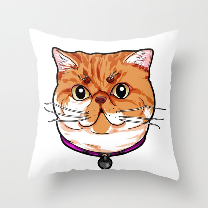 Exotic Shorthair Cat Cats Face Cute Sweet Cartoon Throw Pillow By