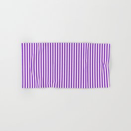 [ Thumbnail: Purple and Light Yellow Colored Striped Pattern Hand & Bath Towel ]