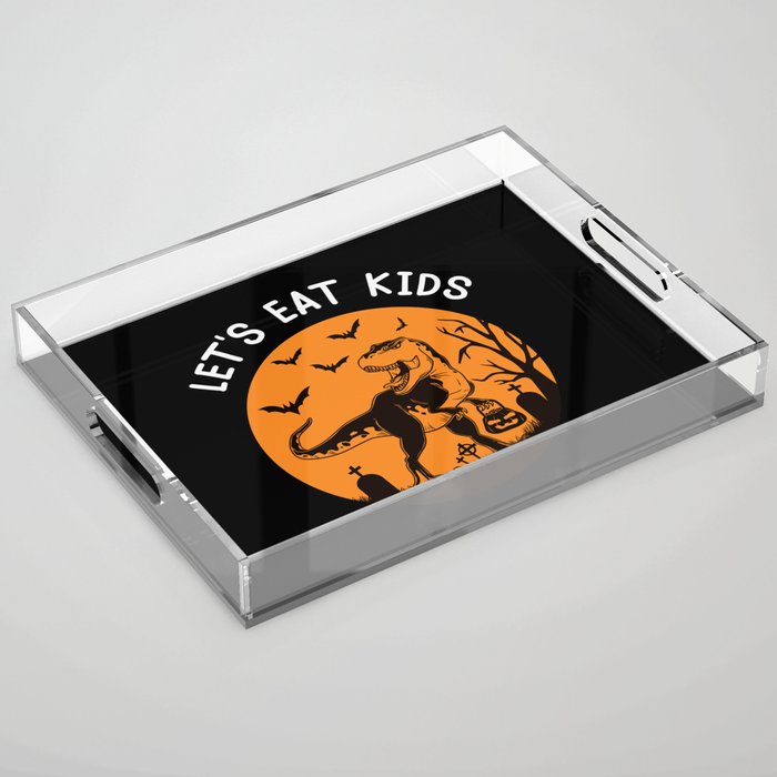 Let's Eat Kids Halloween T-Rex Dinosaur Acrylic Tray