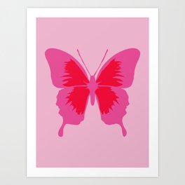 Simple Cute Pink and Red Butterfly - Preppy Aesthetic Art Print