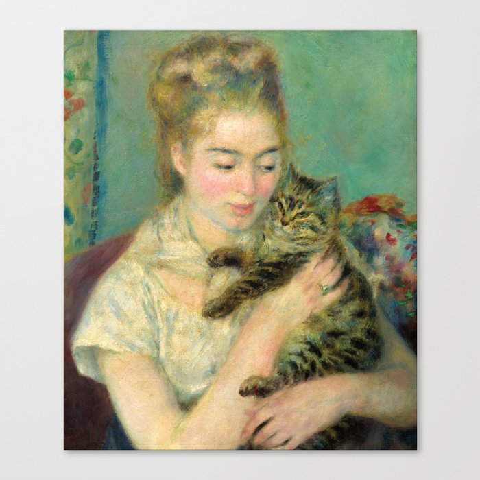 Woman with a Cat, 1875 by Pierre-Auguste Renoir Canvas Print