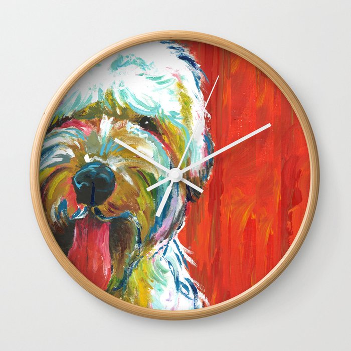 Soft-Coated Wheaten Terrier // Colorful  Wall Clock