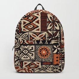Hawaiian style tapa tribal fabric abstract patchwork vintage vintage pattern Backpack