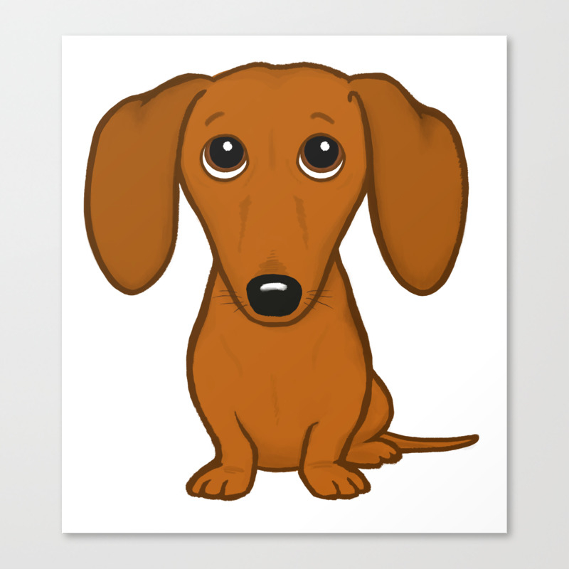 Shorthaired Dachshund Cartoon Dog Canvas Print By Mylifeisacartoon