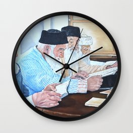 Shiur (study group studying texts) Oil painting on canvas Wall Clock