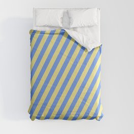 [ Thumbnail: Tan and Cornflower Blue Colored Stripes/Lines Pattern Comforter ]