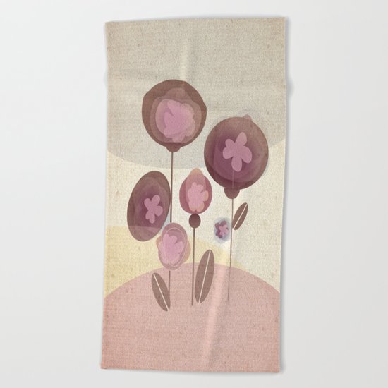 Flowers en Rose Beach Towel