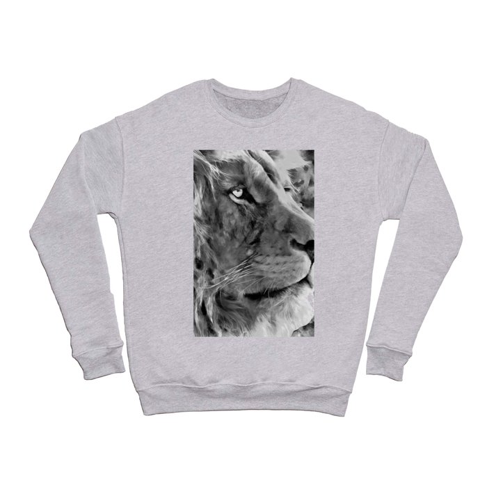 Modern black and white oil painting of king lion, artist collection of animal painting abstract. gray Crewneck Sweatshirt