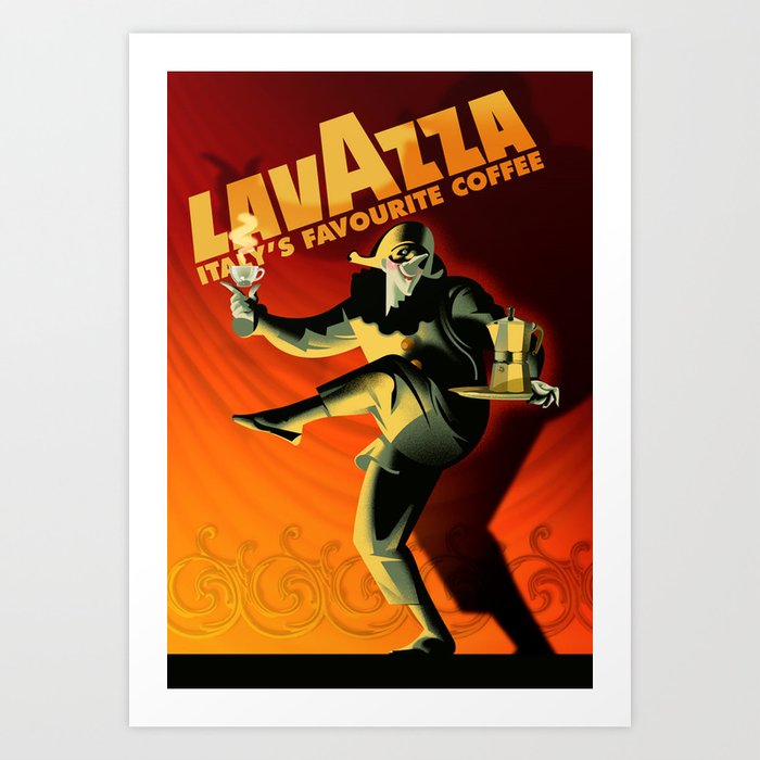 Vintage Lavazza Italian Pagliacci "Clown" Coffee Lithograph Advertisement Poster Art Print
