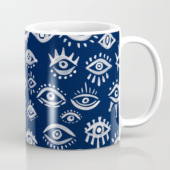 Mystic Eyes – White on Navy Coffee Mug