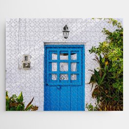 The Blue Greek Door | Mediterranean Travel Photography Fine Art  Jigsaw Puzzle