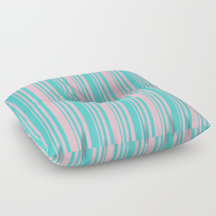 Turquoise and Pink Colored Lines/Stripes Pattern Floor Pillow