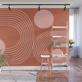 Lines in Terracotta and Blush Wall Mural