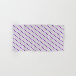 [ Thumbnail: Light Gray and Dark Orchid Colored Lined Pattern Hand & Bath Towel ]