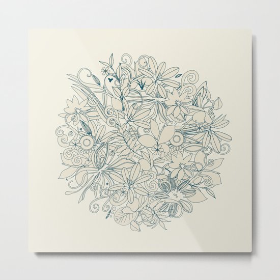 Denim flower circle Metal Print