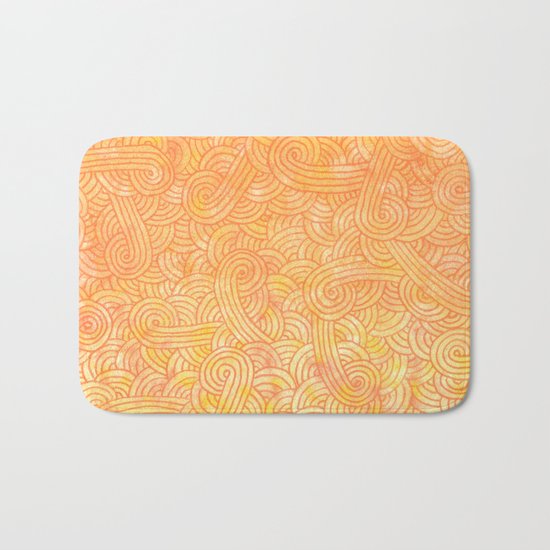 Ombre yellow and orange swirls doodles Bath Mat