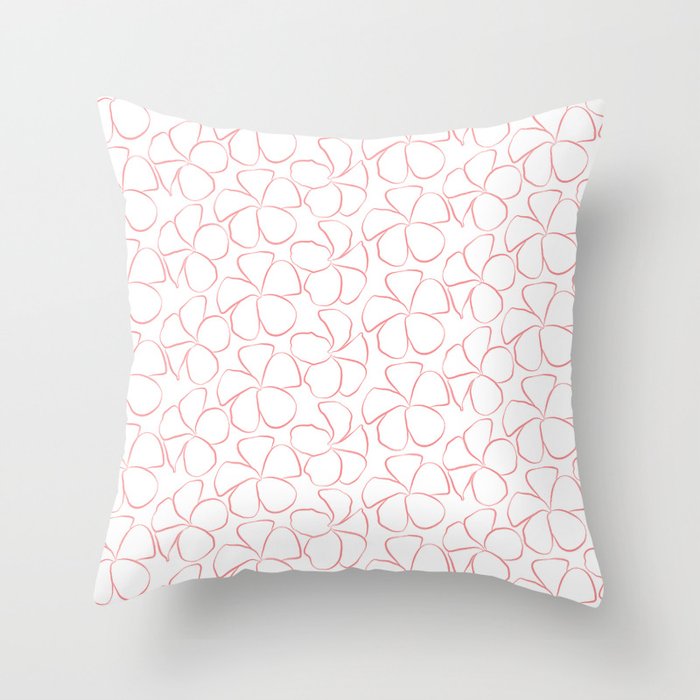 Sweet Frangipani - Salmon Pink on White Throw Pillow