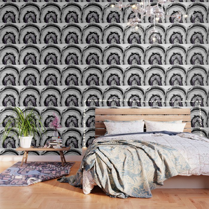 Gray Black White Agate With Purple Black Silver Glitter 1 Gem Decor Art Society6 Wallpaper By Anitabellajantz