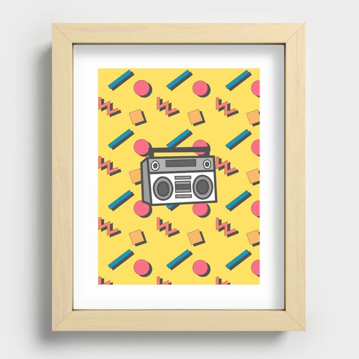 memphis style retro stereo yellow Recessed Framed Print