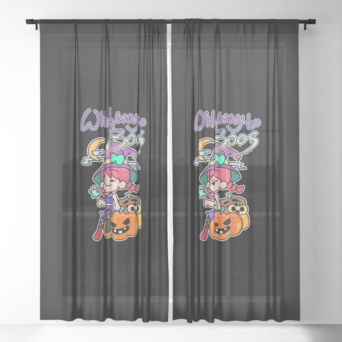 Witch way to boos Sheer Curtain