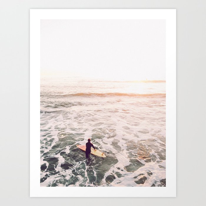 surf summer sunset Art Print