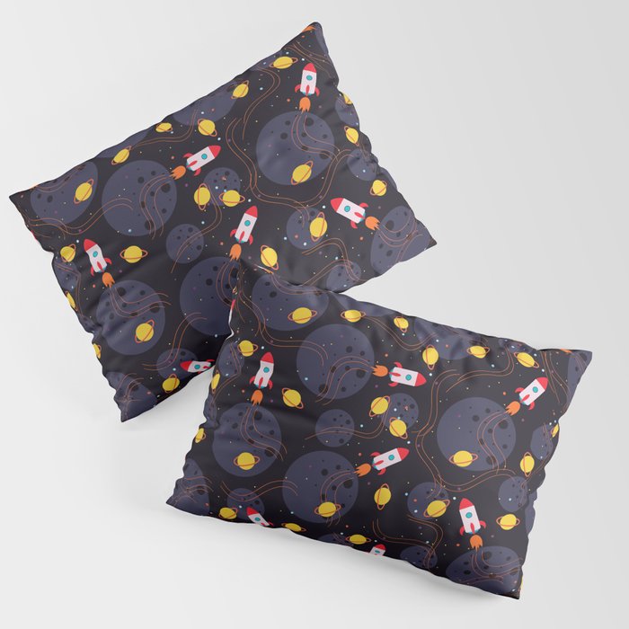 Rocket in Space Pillow Sham