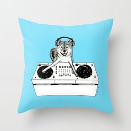 Shiba Inu Dog DJ-ing Throw Pillow