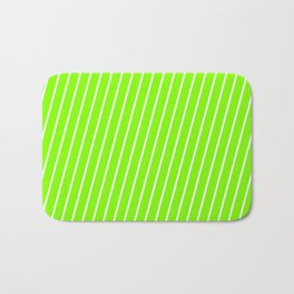 [ Thumbnail: Chartreuse and White Colored Striped/Lined Pattern Bath Mat ]