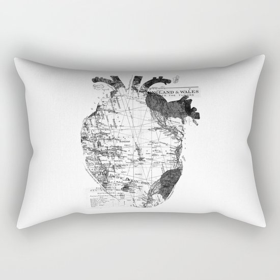 Heart Wanderlust Black and White Rectangular Pillow
