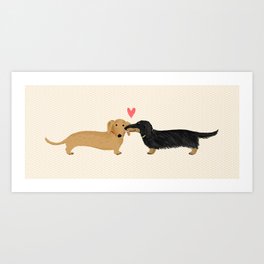 Cute Wiener Dogs with Heart | Dachshunds Love Art Print