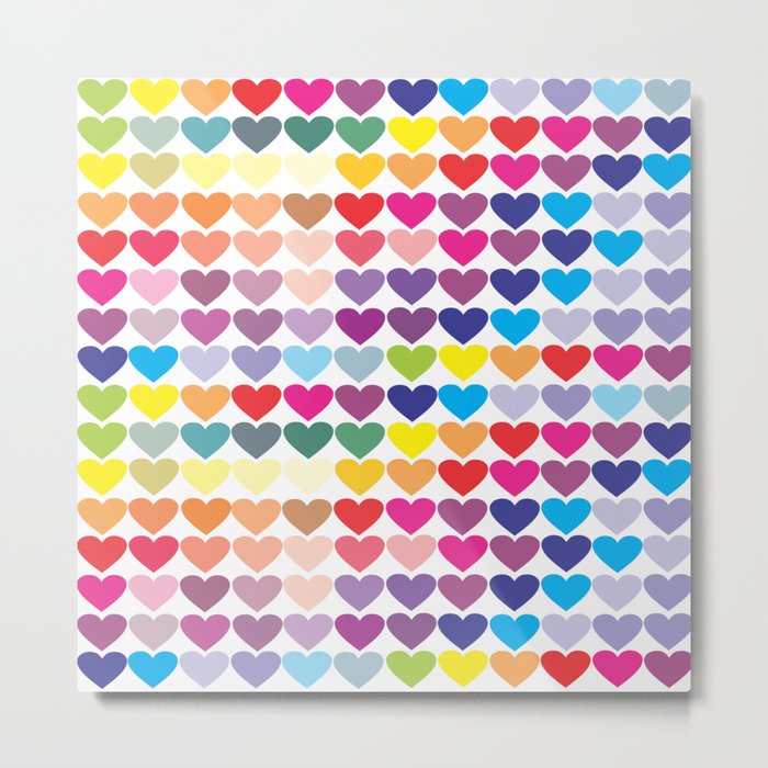 Colorful Hearts Metal Print