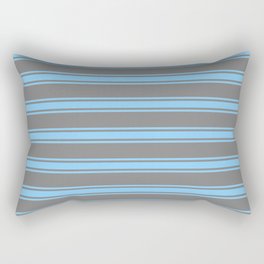 [ Thumbnail: Grey and Light Sky Blue Colored Lines Pattern Rectangular Pillow ]
