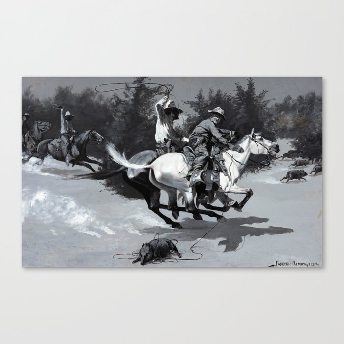 A Peccary Hunt in Northern Mexico, 1888 by Frederic Remington Canvas Print