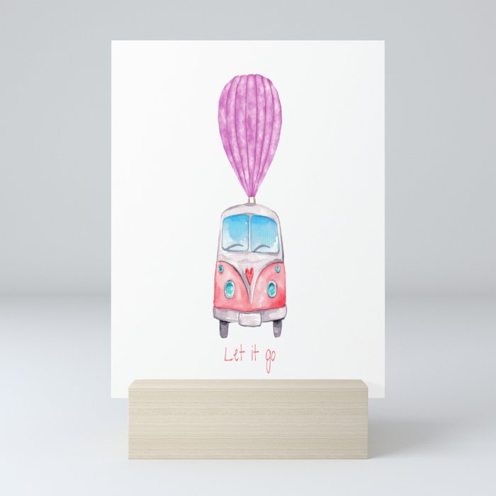 Hot air balloon van  Mini Art Print