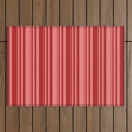 [ Thumbnail: Red and Light Coral Colored Striped/Lined Pattern Outdoor Rug ]
