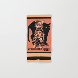 Retro vintage Munich Zoo big cats Hand & Bath Towel