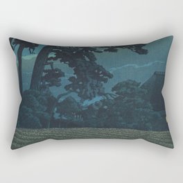 Hasui Kawase, Full Moon Over Magome - Vintage Japanese Woodblock Print Art Rectangular Pillow