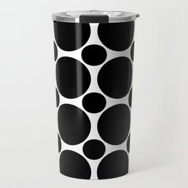 Concentric Circles 6 - Black on White Travel Mug